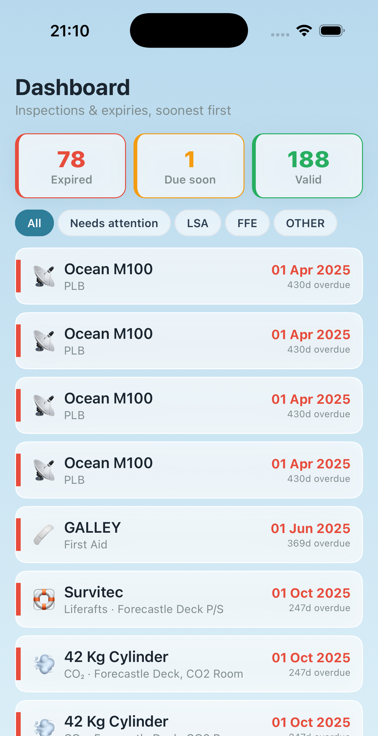 Marine Safety Manager on iPhone